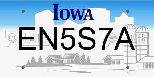 EN5S7A Iowa License Plate