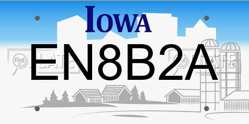 EN8B2A Iowa License Plate