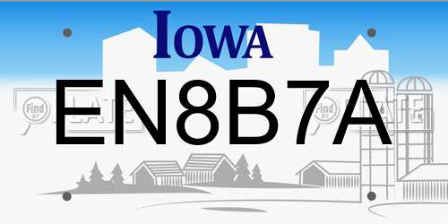 EN8B7A Iowa License Plate
