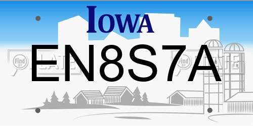 EN8S7A Iowa License Plate