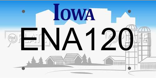 ENA120 Iowa License Plate