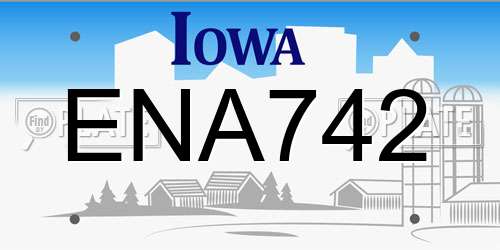 ENA742 Iowa License Plate