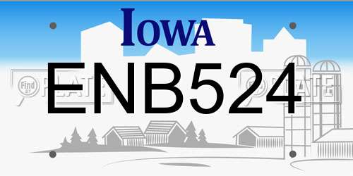 ENB524 Iowa License Plate