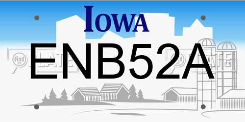 ENB52A Iowa License Plate