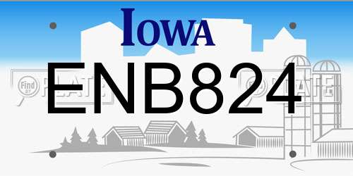 ENB824 Iowa License Plate