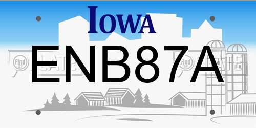 ENB87A Iowa License Plate