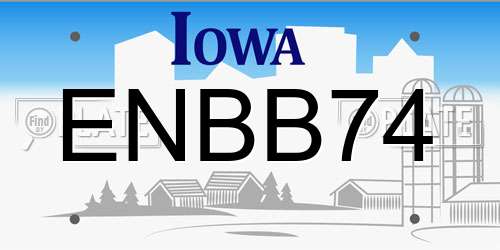 ENBB74 Iowa License Plate
