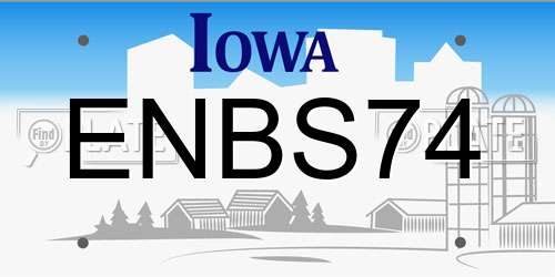 ENBS74 Iowa License Plate