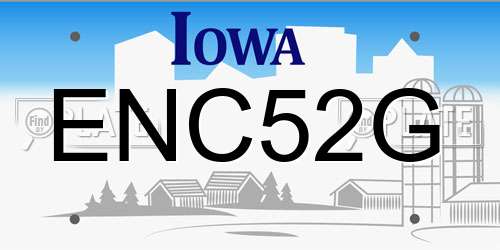ENC52G Iowa License Plate