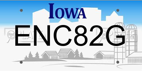 ENC82G Iowa License Plate