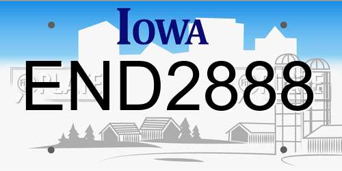 END2888 Iowa License Plate