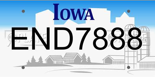 END7888 Iowa License Plate