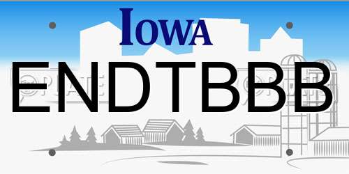 ENDTBBB Iowa License Plate