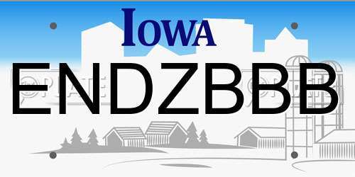 ENDZBBB Iowa License Plate