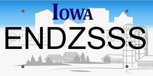 ENDZSSS Iowa License Plate