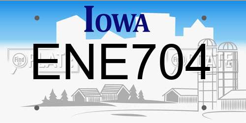 ENE704 Iowa License Plate