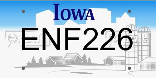 ENF226 Iowa License Plate