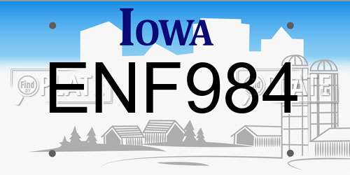 ENF984 Iowa License Plate