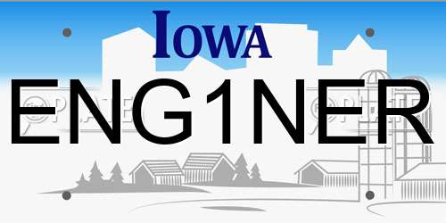 ENG1NER Iowa License Plate