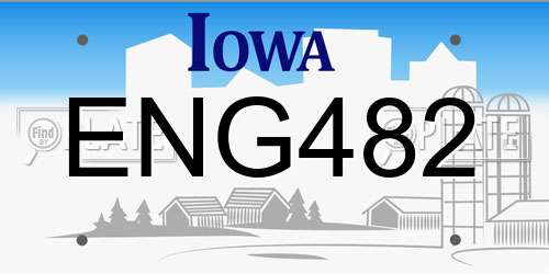 ENG482 Iowa License Plate