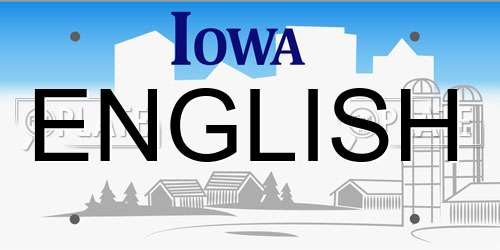 ENGLISH Iowa License Plate