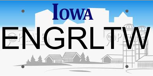 ENGRLTW Iowa License Plate