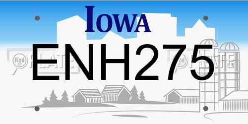 ENH275 Iowa License Plate