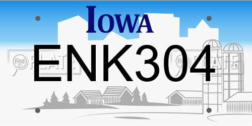 ENK304 Iowa License Plate