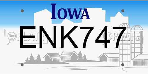 ENK747 Iowa License Plate