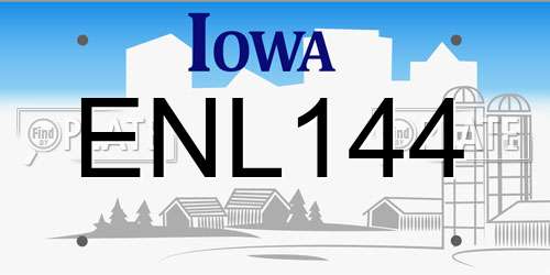 ENL144 Iowa License Plate