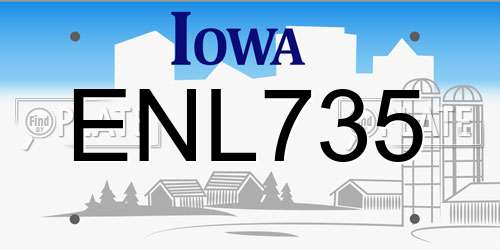ENL735 Iowa License Plate