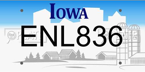 ENL836 Iowa License Plate