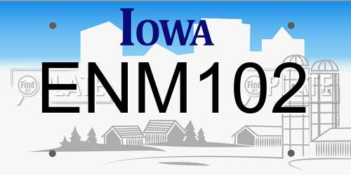 ENM102 Iowa License Plate