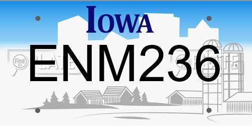 ENM236 Iowa License Plate