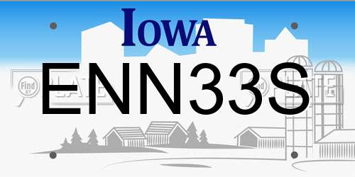 ENN33S Iowa License Plate