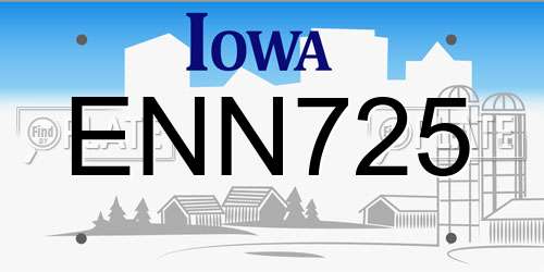 ENN725 Iowa License Plate