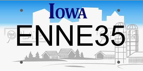 ENNE35 Iowa License Plate