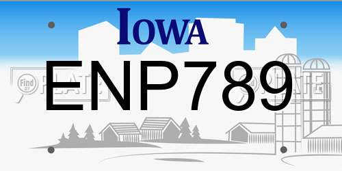 ENP789 Iowa License Plate