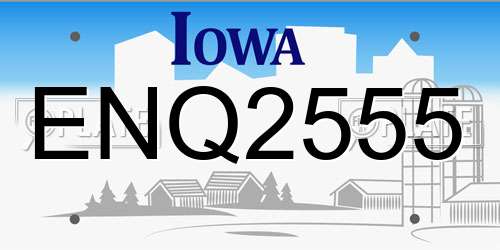 ENQ2555 Iowa License Plate