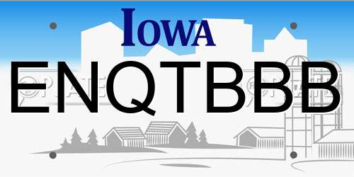 ENQTBBB Iowa License Plate