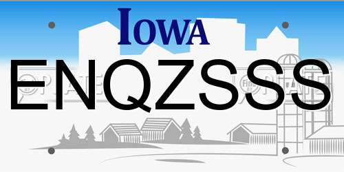 ENQZSSS Iowa License Plate