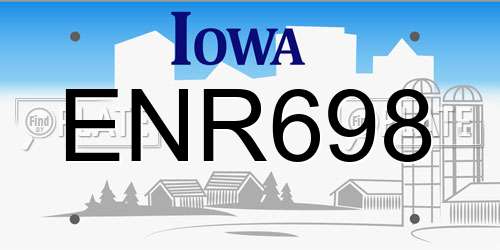 ENR698 Iowa License Plate