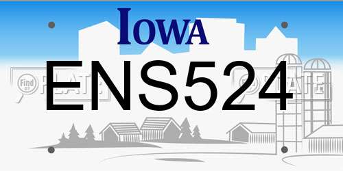 ENS524 Iowa License Plate