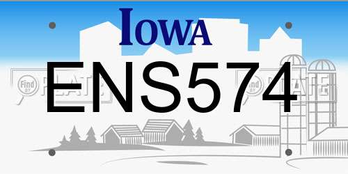 ENS574 Iowa License Plate