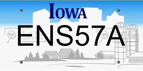 ENS57A Iowa License Plate