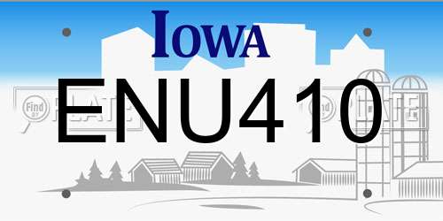 ENU410 Iowa License Plate
