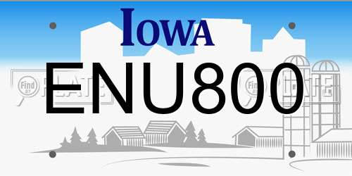 ENU800 Iowa License Plate