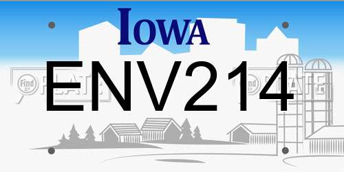 ENV214 Iowa License Plate