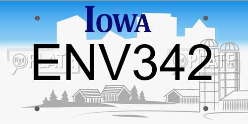 ENV342 Iowa License Plate