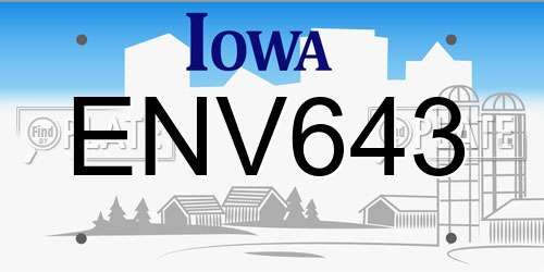 ENV643 Iowa License Plate